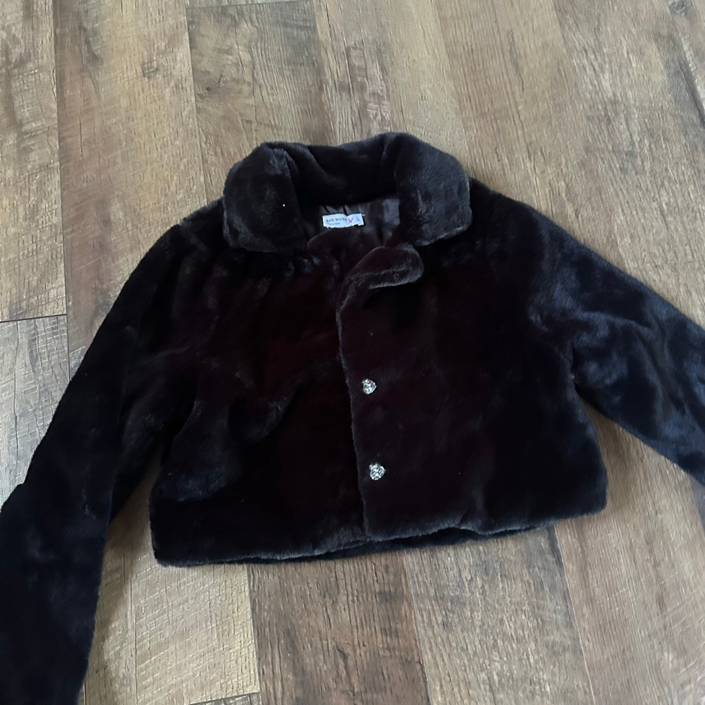Women's Knit Works Black Faux Fur Cropped Jacket Size 14 - Picture 1 of 14